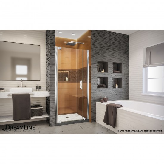 Elegance-LS 36 1/4 - 38 1/4 in. W x 72 in. H Frameless Pivot Shower Door in Chrome