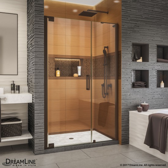 Elegance-LS 48 1/4 - 50 1/4 in. W x 72 in. H Frameless Pivot Shower Door in Oil Rubbed Bronze