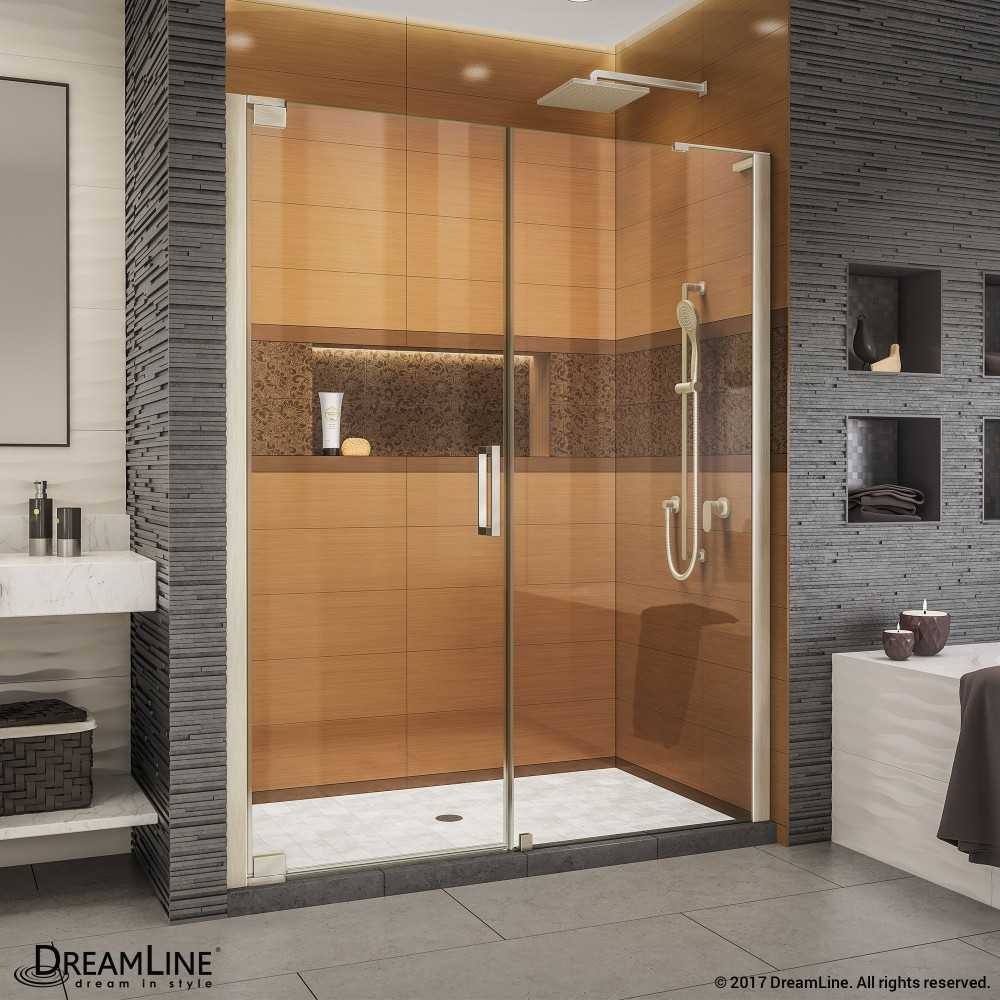 Elegance-LS 60 1/4 - 62 1/4 in. W x 72 in. H Frameless Pivot Shower Door in Brushed Nickel