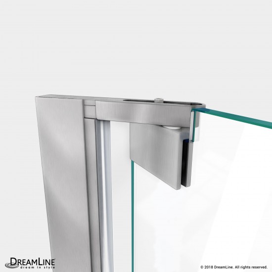Elegance-LS 34 - 36 in. W x 72 in. H Frameless Pivot Shower Door in Brushed Nickel