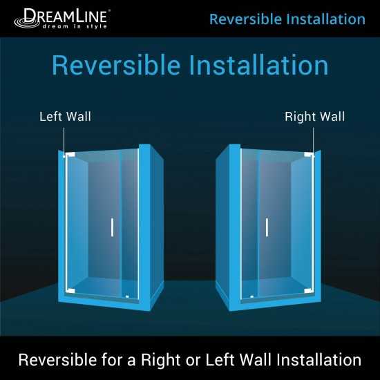Elegance-LS 39 3/4 - 41 3/4 in. W x 72 in. H Frameless Pivot Shower Door in Chrome