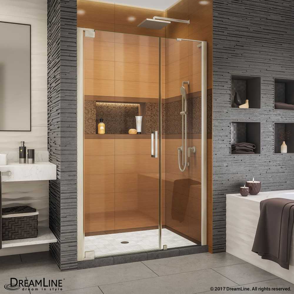 Elegance-LS 51 3/4 - 53 3/4 in. W x 72 in. H Frameless Pivot Shower Door in Brushed Nickel