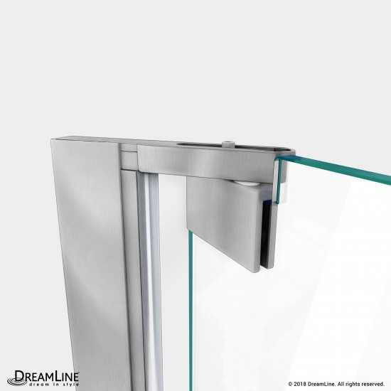 Elegance-LS 51 3/4 - 53 3/4 in. W x 72 in. H Frameless Pivot Shower Door in Brushed Nickel
