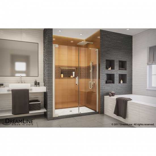 Elegance-LS 57 3/4 - 59 3/4 in. W x 72 in. H Frameless Pivot Shower Door in Brushed Nickel