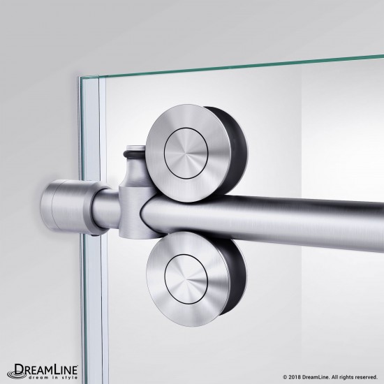 Enigma-XO 44-48 in. W x 76 in. H Fully Frameless Sliding Shower Door in Brushed Stainless Steel