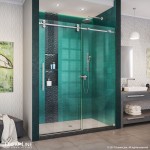 Enigma-XO 56-60 in. W x 76 in. H Fully Frameless Sliding Shower Door in Brushed Stainless Steel