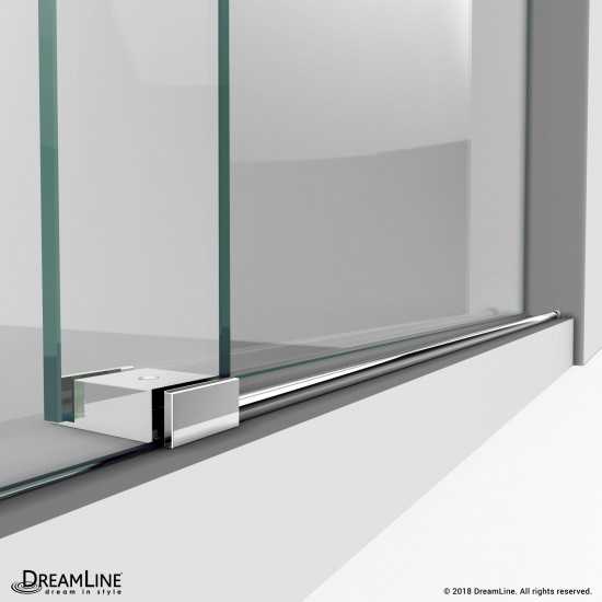 Enigma-XO 56-60 in. W x 76 in. H Fully Frameless Sliding Shower Door in Polished Stainless Steel