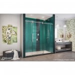 Enigma-XO 68-72 in. W x 76 in. H Fully Frameless Sliding Shower Door in Brushed Stainless Steel