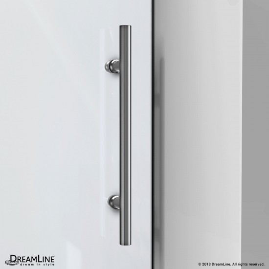 Enigma-XO 68-72 in. W x 76 in. H Fully Frameless Sliding Shower Door in Brushed Stainless Steel