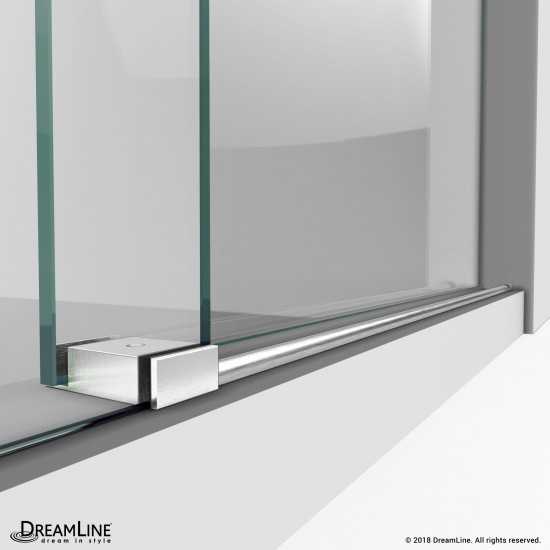 Enigma-XO 68-72 in. W x 76 in. H Fully Frameless Sliding Shower Door in Brushed Stainless Steel