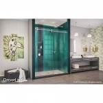 Enigma-XO 50-54 in. W x 76 in. H Fully Frameless Sliding Shower Door in Brushed Stainless Steel