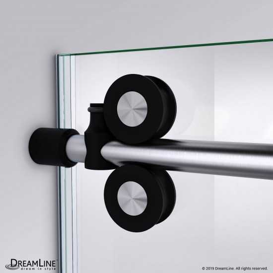 Enigma-XO 56-60 in. W x 76 in. H Frameless Clear Glass Sliding Shower Door in Brushed Tuxedo