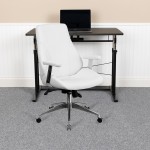 Mid-Back White LeatherSoft Smooth Upholstered Executive Swivel Office Chair with Arms