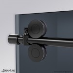 Enigma-XO 56-60 in. W x 76 in. H Frameless Smoke Gray Glass Sliding Shower Door in Satin Black Stainless Steel