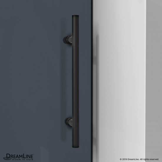 Enigma-XO 56-60 in. W x 76 in. H Frameless Smoke Gray Glass Sliding Shower Door in Satin Black Stainless Steel