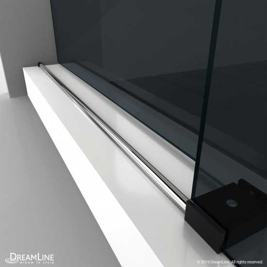 Enigma-XO 56-60 in. W x 76 in. H Frameless Smoke Gray Glass Sliding Shower Door in Polished Tuxedo