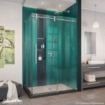 Enigma-XO 32 1/2 in. D x 44 3/8-48 3/8 in. W x 76 in. H Frameless Shower Enclosure in Brushed Stainless Steel