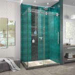 Enigma-XO 32 1/2 in. D x 44 3/8-48 3/8 in. W x 76 in. H Frameless Shower Enclosure in Brushed Stainless Steel