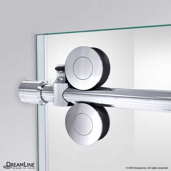 Enigma-XO 32 1/2 in. D x 44 3/8-48 3/8 in. W x 76 in. H Frameless Shower Enclosure in Polished Stainless Steel