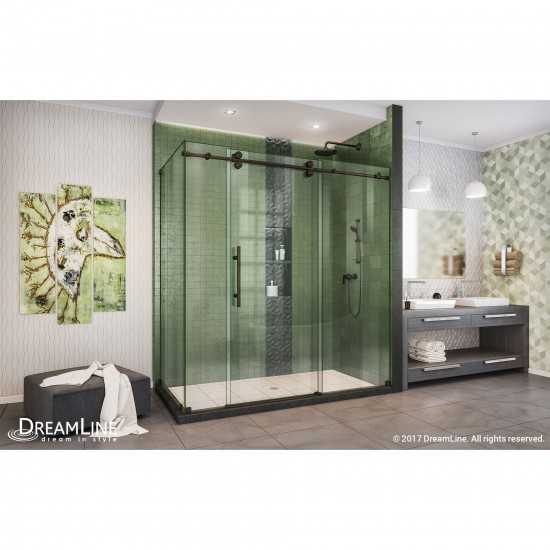 Enigma-XO 32 1/2 in. D x 68 3/8-72 3/8 in. W x 76 in. H Frameless Shower Enclosure in Oil Rubbed Bronze Stainless Steel