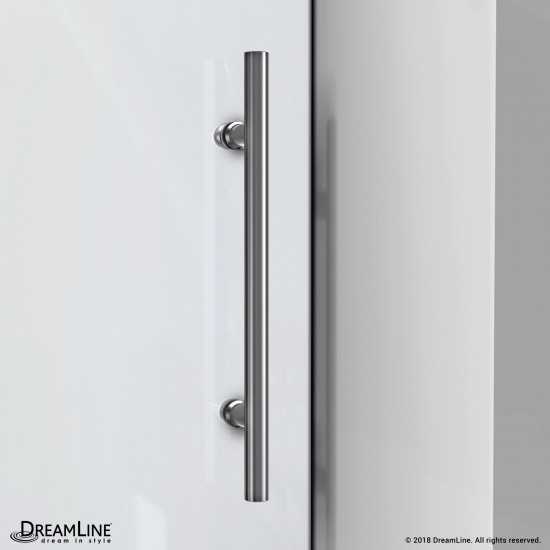 Enigma-XO 34 1/2 in. D x 44 3/8-48 3/8 in. W x 76 in. H Frameless Shower Enclosure in Brushed Stainless Steel
