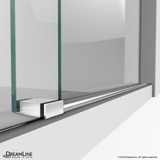 Enigma-XO 34 1/2 in. D x 44 3/8-48 3/8 in. W x 76 in. H Frameless Shower Enclosure in Brushed Stainless Steel