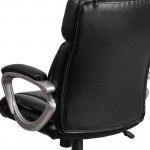 Mid-Back Black LeatherSoft Executive Swivel Office Chair with Padded Arms