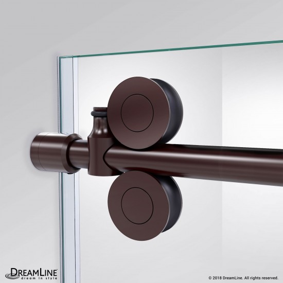 Enigma-XO 32 1/2 in. D x 50-54 in. W x 76 in. H Frameless Shower Enclosure in Oil Rubbed Bronze Stainless Steel