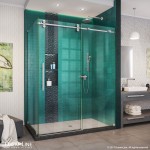 Enigma-XO 32 1/2 in. D x 50-54 in. W x 76 in. H Frameless Shower Enclosure in Brushed Stainless Steel