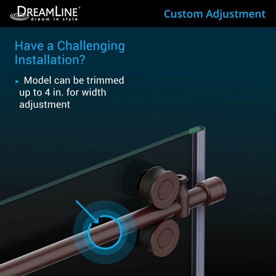Enigma-XO 34 1/2 in. D x 50-54 in. W x 76 in. H Frameless Shower Enclosure in Oil Rubbed Bronze Stainless Steel