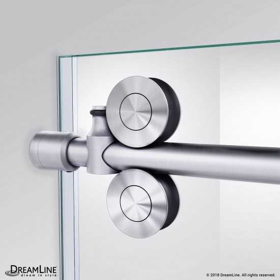 Enigma-XO 34 1/2 in. D x 50-54 in. W x 76 in. H Frameless Shower Enclosure in Brushed Stainless Steel