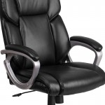 Mid-Back Black LeatherSoft Executive Swivel Office Chair with Padded Arms