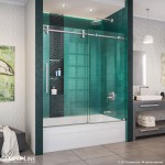 Enigma-XO 55-59 in. W x 62 in. H Fully Frameless Sliding Tub Door in Brushed Stainless Steel