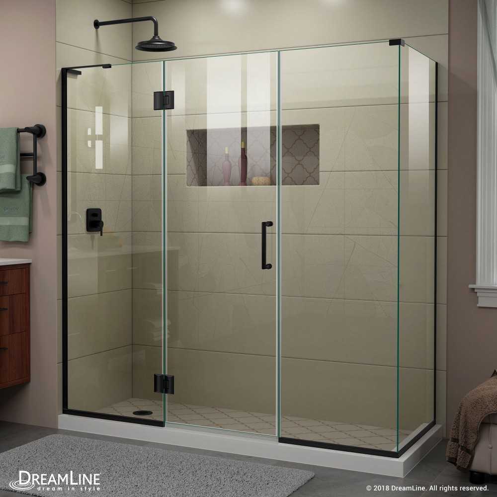 Unidoor-X 69 1/2 in. W x 30 3/8 in. D x 72 in. H Frameless Hinged Shower Enclosure in Satin Black Unidoor-X 69 1/2 in. W x 30 3/8 in. D x 72 in. H Frameless Hinged Shower Enclosure in Satin Black