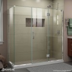 Unidoor-X 69 1/2 in. W x 30 3/8 in. D x 72 in. H Frameless Hinged Shower Enclosure in Chrome