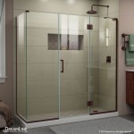 Unidoor-X 69 1/2 in. W x 34 3/8 in. D x 72 in. H Frameless Hinged Shower Enclosure in Oil Rubbed Bronze