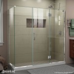 Unidoor-X 70 in. W x 30 3/8 in. D x 72 in. H Frameless Hinged Shower Enclosure in Chrome