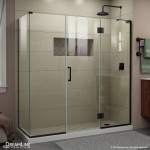 Unidoor-X 70 in. W x 30 3/8 in. D x 72 in. H Frameless Hinged Shower Enclosure in Satin Black