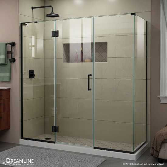 Unidoor-X 70 in. W x 34 3/8 in. D x 72 in. H Frameless Hinged Shower Enclosure in Satin Black