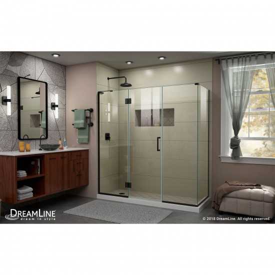 Unidoor-X 70 1/2 in. W x 30 3/8 in. D x 72 in. H Frameless Hinged Shower Enclosure in Satin Black