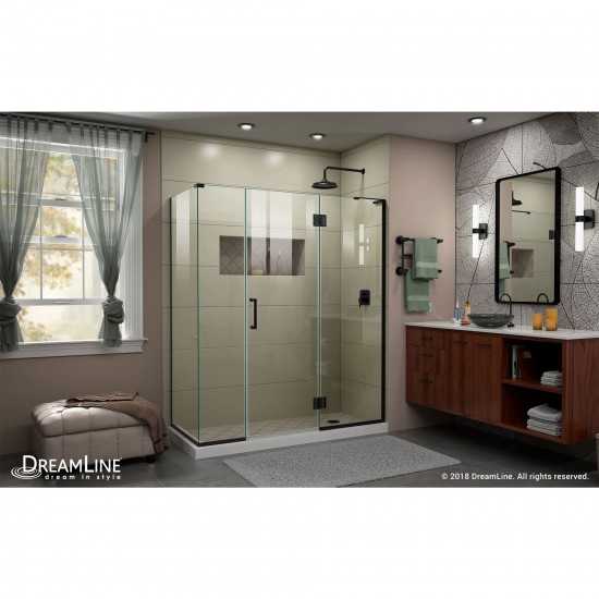 Unidoor-X 63 1/2 in. W x 30 3/8 in. D x 72 in. H Frameless Hinged Shower Enclosure in Satin Black