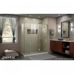 Unidoor-X 63 1/2 in. W x 34 3/8 in. D x 72 in. H Frameless Hinged Shower Enclosure in Brushed Nickel