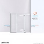 Unidoor-X 63 1/2 in. W x 34 3/8 in. D x 72 in. H Frameless Hinged Shower Enclosure in Satin Black