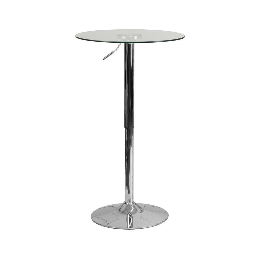 23.5'' Round Adjustable Height Glass Table (Adjustable Range 33.5'' - 41'')