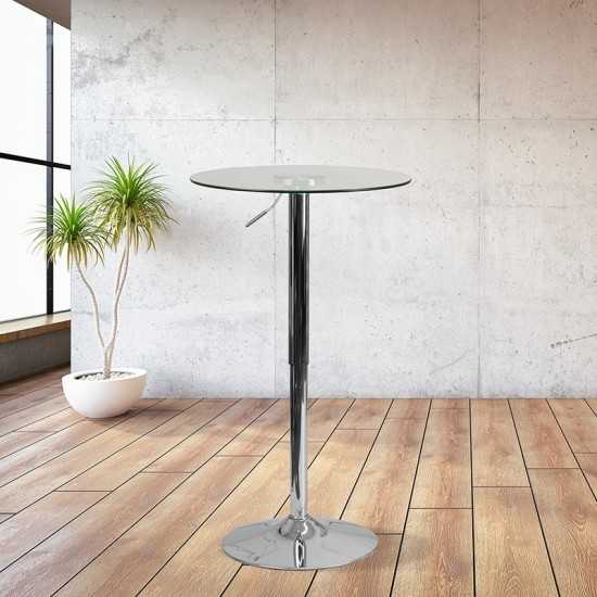 23.5'' Round Adjustable Height Glass Table (Adjustable Range 33.5'' - 41'')