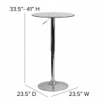 23.5'' Round Adjustable Height Glass Table (Adjustable Range 33.5'' - 41'')