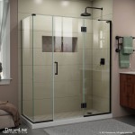 Unidoor-X 64 1/2 in. W x 34 3/8 in. D x 72 in. H Frameless Hinged Shower Enclosure in Satin Black