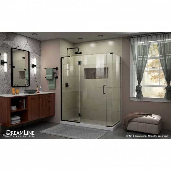 Unidoor-X 57 in. W x 30 3/8 in. D x 72 in. H Frameless Hinged Shower Enclosure in Satin Black