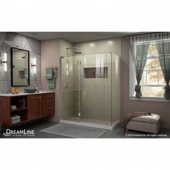 Unidoor-X 57 in. W x 34 3/8 in. D x 72 in. H Frameless Hinged Shower Enclosure in Brushed Nickel