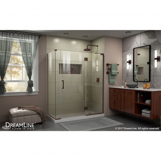 Unidoor-X 57 in. W x 34 3/8 in. D x 72 in. H Frameless Hinged Shower Enclosure in Oil Rubbed Bronze